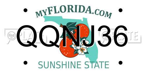 QQNJ36 Florida License Plate