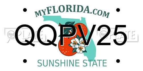 QQPV25 Florida License Plate