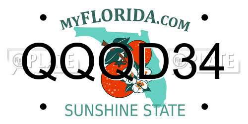 QQQD34 Florida License Plate