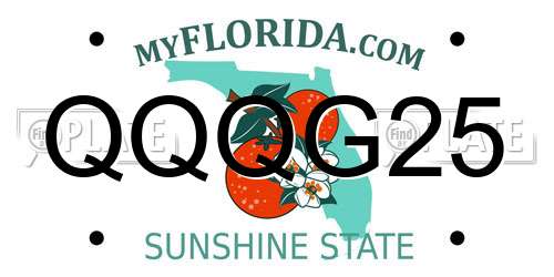 QQQG25 Florida License Plate