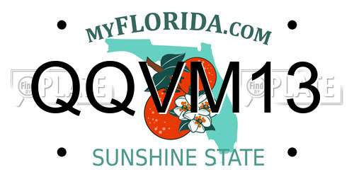QQVM13 Florida License Plate