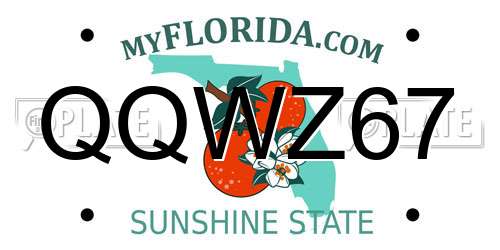 QQWZ67 Florida License Plate