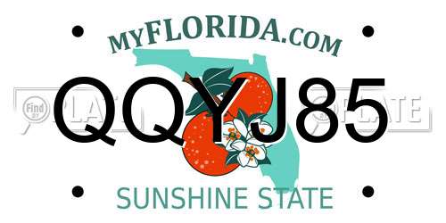QQYJ85 Florida License Plate
