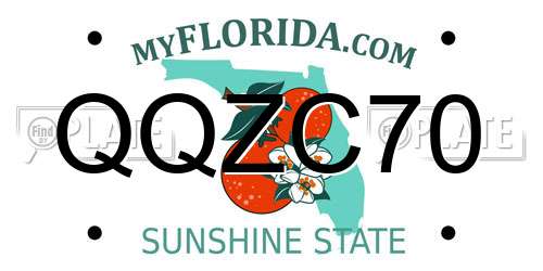 QQZC70 Florida License Plate