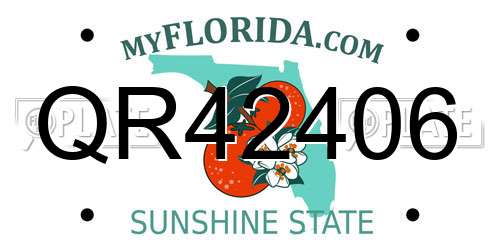 QR42406 Florida License Plate