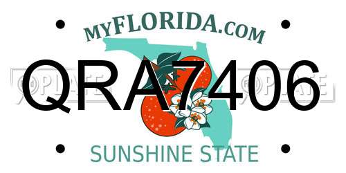 QRA7406 Florida License Plate