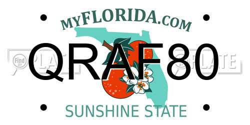QRAF80 Florida License Plate
