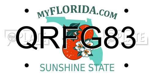 QRFG83 Florida License Plate