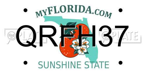 QRFH37 Florida License Plate