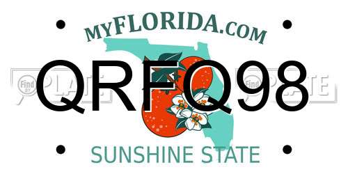 QRFQ98 Florida License Plate