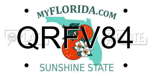 QRFV84 Florida License Plate