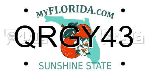 QRGY43 Florida License Plate