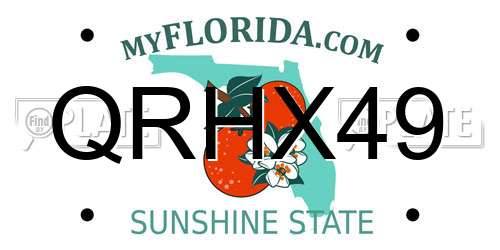 QRHX49 Florida License Plate