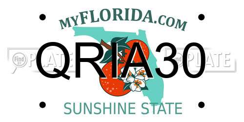QRIA30 Florida License Plate