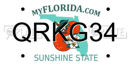 QRKG34 Florida License Plate