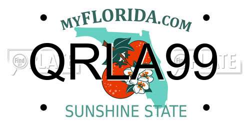 QRLA99 Florida License Plate