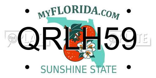 QRLH59 Florida License Plate