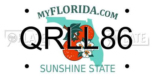 QRLL86 Florida License Plate