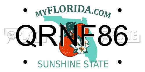 QRNF86 Florida License Plate
