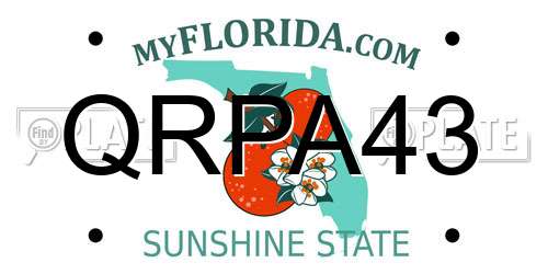 QRPA43 Florida License Plate