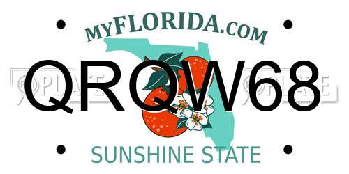 QRQW68 Florida License Plate