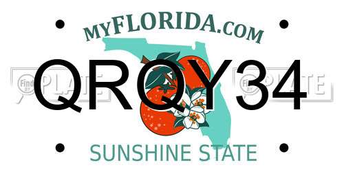QRQY34 Florida License Plate