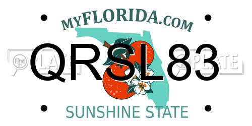 QRSL83 Florida License Plate