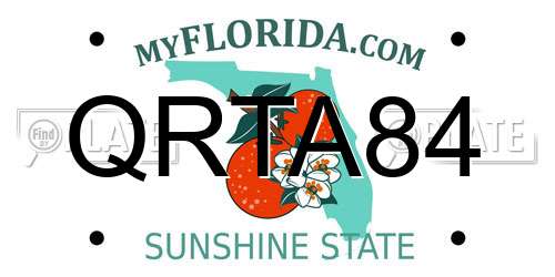 QRTA84 Florida License Plate