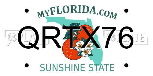 QRTX76 Florida License Plate