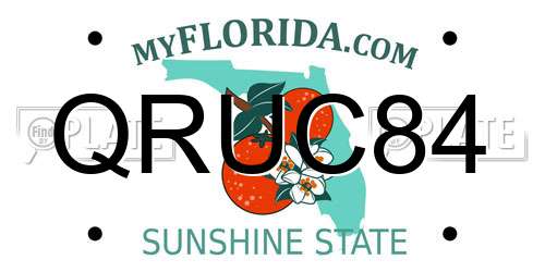 QRUC84 Florida License Plate