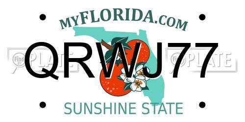 QRWJ77 Florida License Plate