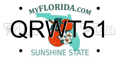 QRWT51 Florida License Plate