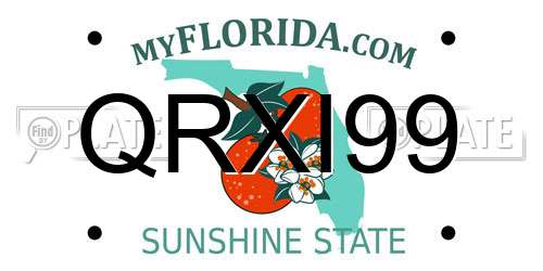 QRXI99 Florida License Plate