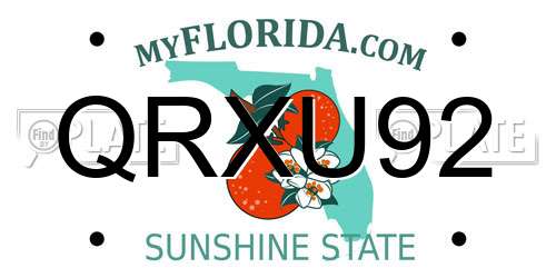 QRXU92 Florida License Plate