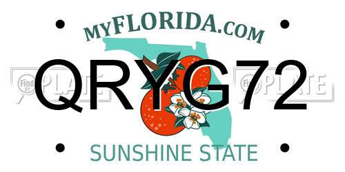 QRYG72 Florida License Plate