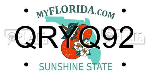 QRYQ92 Florida License Plate