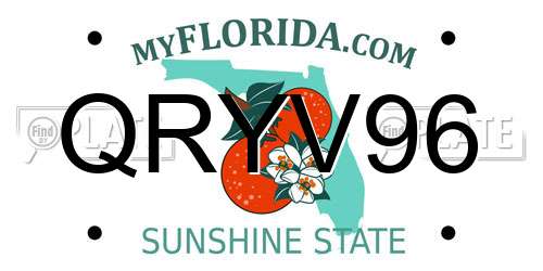QRYV96 Florida License Plate