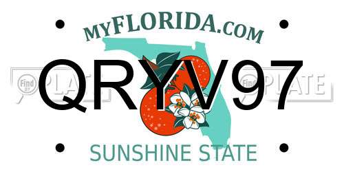 QRYV97 Florida License Plate
