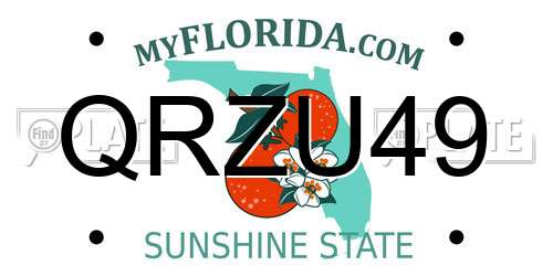 QRZU49 Florida License Plate