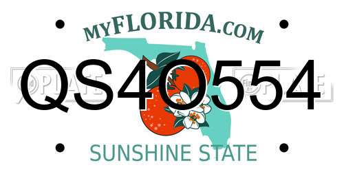 QS4O554 Florida License Plate