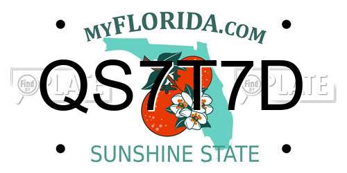 QS7T7D Florida License Plate