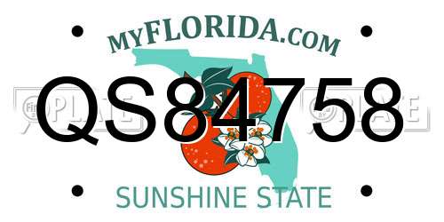 QS84758 Florida License Plate