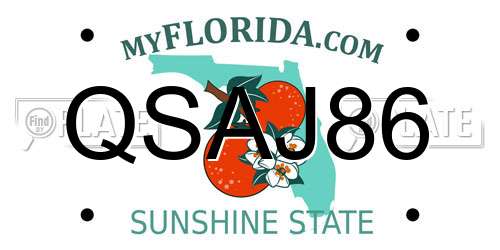QSAJ86 Florida License Plate