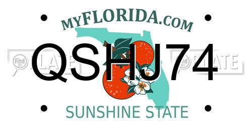 QSHJ74 Florida License Plate