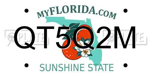 QT5Q2M Florida License Plate