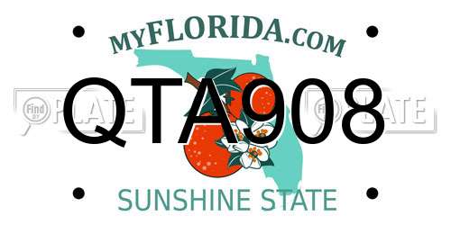 QTA908 Florida License Plate