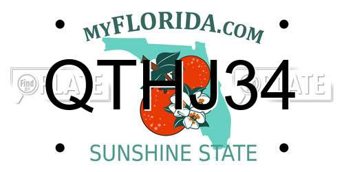 QTHJ34 Florida License Plate