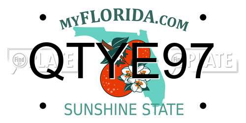 QTYE97 Florida License Plate