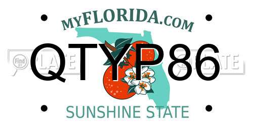QTYP86 Florida License Plate