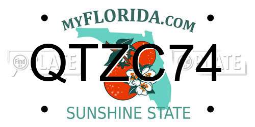 QTZC74 Florida License Plate